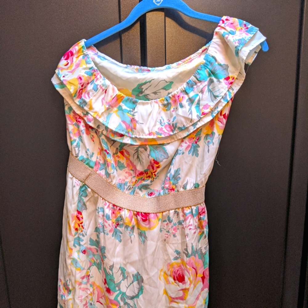 Floral one shoulder silk dress